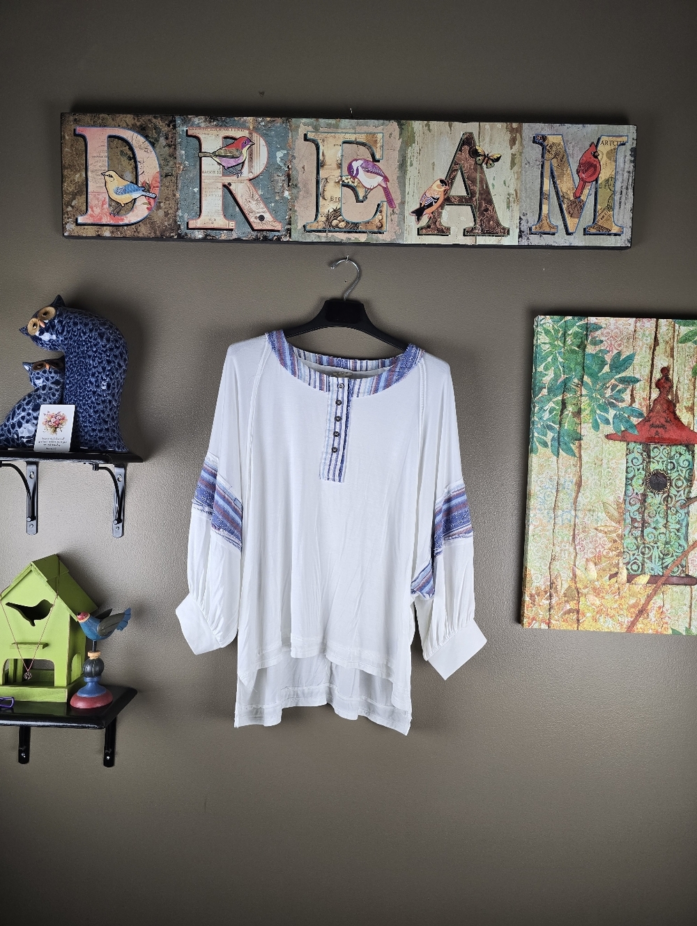 POL oversized High Low Boho Top Medium